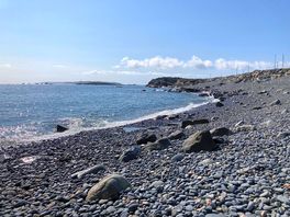 Rocky beach next to campsite