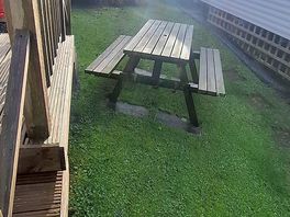 Outside: picnic table