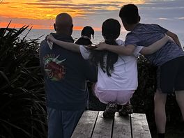 Family enjoying sunset