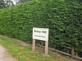 The entrance to the caravan site