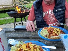 We enjoyed our veggie chilli alfresco