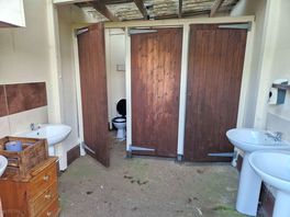 Toilets on wild camping field