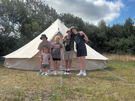 Family time, bell tent up :)