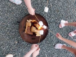 Roasting marshmallows with new friends.
