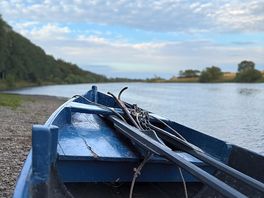 Rowing boat on the pebble beach