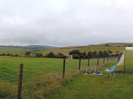 Panoramic view of glan y gors campsite.