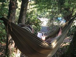 Relaxing under the trees.
