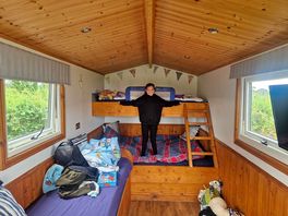 Inside the shepherd hut