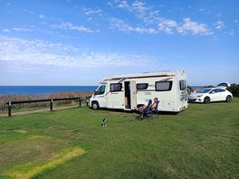 Enjoying the view from our seaview pitch.