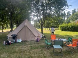 Our pitch and set up, plenty of space for our car too