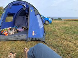 View from our tent, including sea.