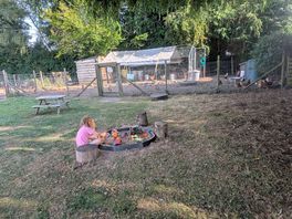 The sand pit and chicken/ducks area