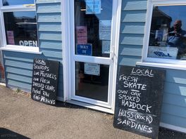 Fish shop at dungeness. you can also buy straight off the boats.