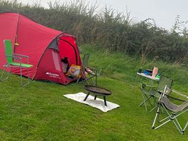 Our large pitch and fire pit.
