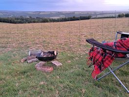 Firepit, with view across hillside