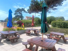 Outside seating area at bar/restaurant