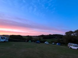 Evening sun setting on the camp area
