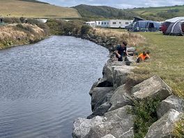 Kids loved throwing stones in this little lake