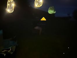 Festoon lights around tent door
