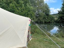 Pitched up by the lake