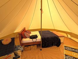 The inside of our teepee