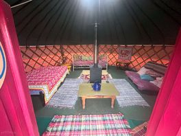 Inside the yurt