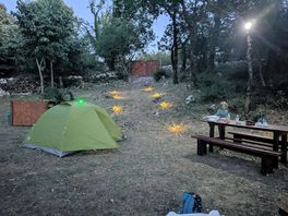Solar lights in the evening