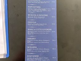 Pizza menu