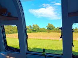 The beautiful view from our caravan across the site