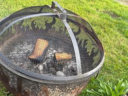 Our fire pit in front of the pod we stayed