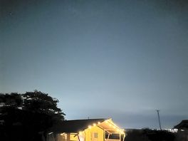 Glamping pod at night