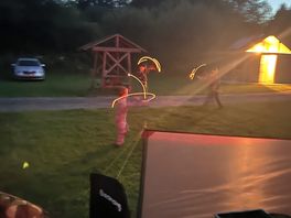 Boys playing at night
