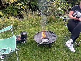 Fire pit from site next to water