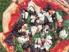 I had a goats cheese and caramelised onion pizza it was lush