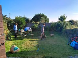 In the camp garden