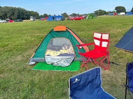 Even the dog was happy in her tent
