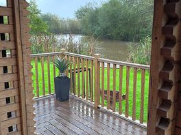 View from lodge door of the fishing lake