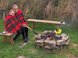 By fire pit