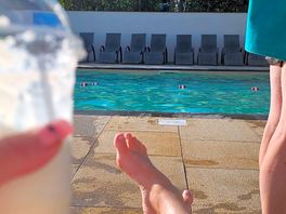 They do milkshakes at the shop. this was quiet time at the pool.