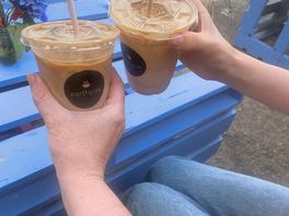 Iced coffee in the cafe courtyard ,lovely homemade treats also and nice staff and cute decor.