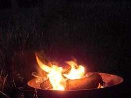 Sat with a camp a camp fire 😀
