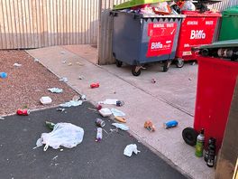 This was overflowing for several days. they should do better. more bins or less people. not this.