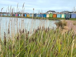 Tranquil boating lake behind campsite