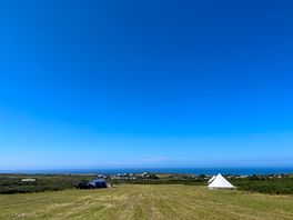 View of whole campsite from top of hill, where facilities are