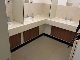 The washbasins in the female toilet block