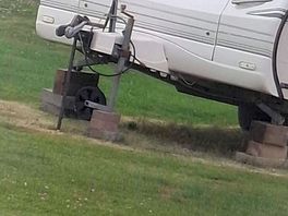 Propped up on blocks