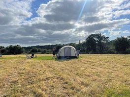View of tent pitch, the meadow sections will be beautiful when they regrow