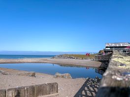Beach at the front