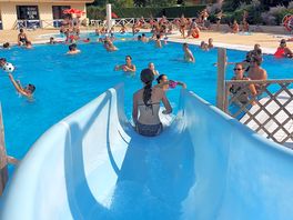 Water slide at pool