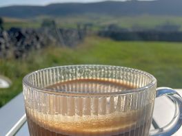 Morning coffee with a view from our tent.